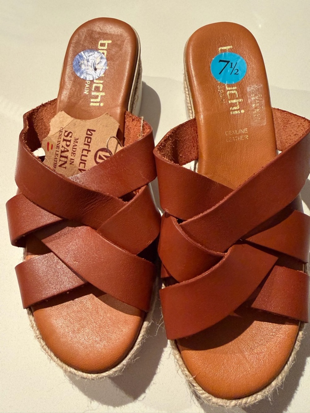 Bertuchi Sandals made in Spain NWOB. Size 7.5 (38)